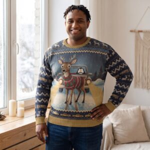 Plus size styling photo, Deer in Headlights Ugly Christmas Sweater