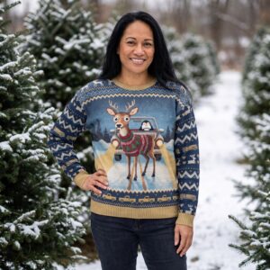 Styling photo, Deer in Headlights Ugly Christmas Sweater