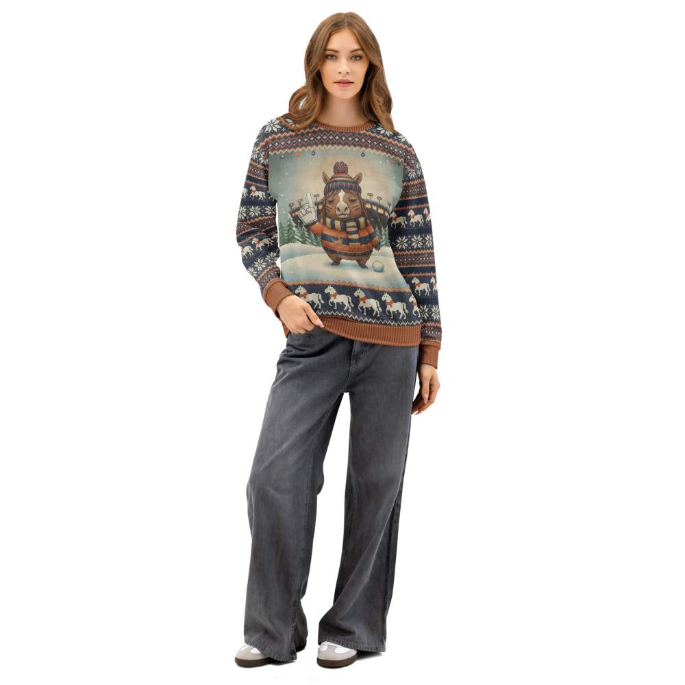 Denver Fan ugly Christmas sweatshirt, women's front