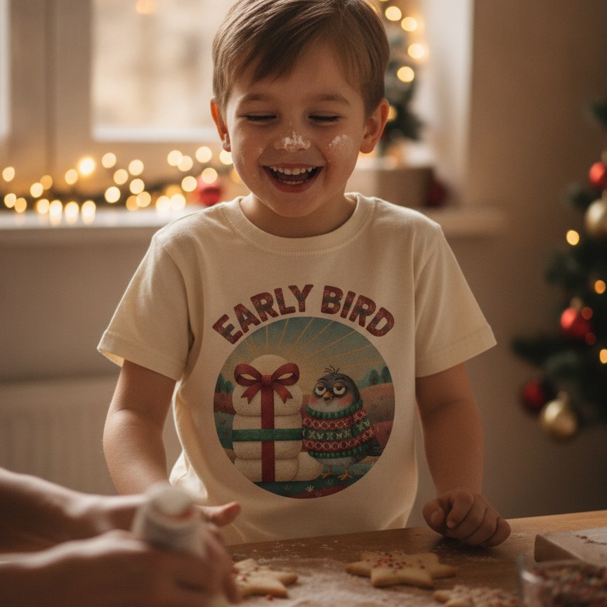 Styling photo, Early Bird Kids Ugly Christmas Shirt