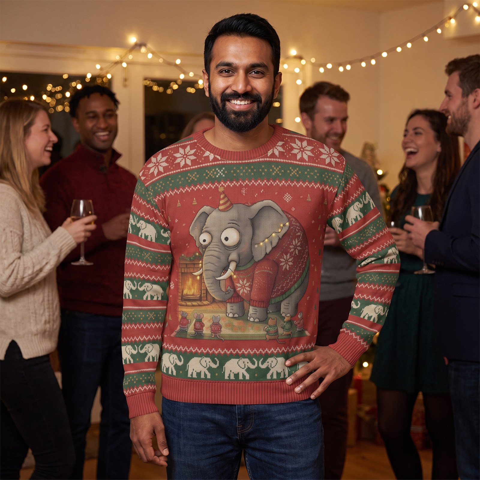 Styling photo, Elephant in the Room Ugly Christmas Sweater