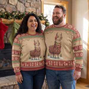 Plus size styling photo, Fa La La La Llama Matching Ugly Christmas Sweaters for Couples