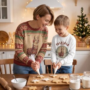 Styling photo, Fa La La La Llama Matching Parent and Child Ugly Christmas Sweaters