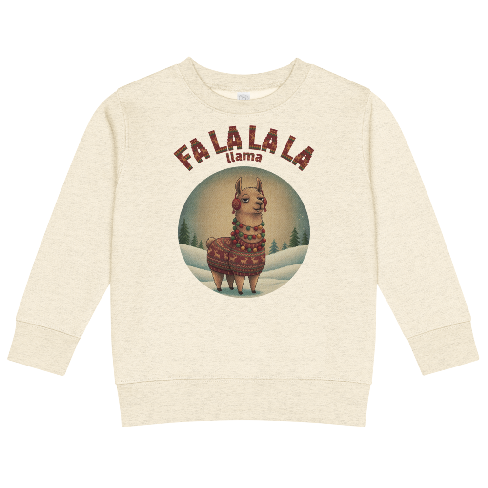 Fa La La La Llama Toddler Ugly Christmas Sweater | Kids Crewneck Sweatshirt, Ages 2 to 7 Natural Heather flat