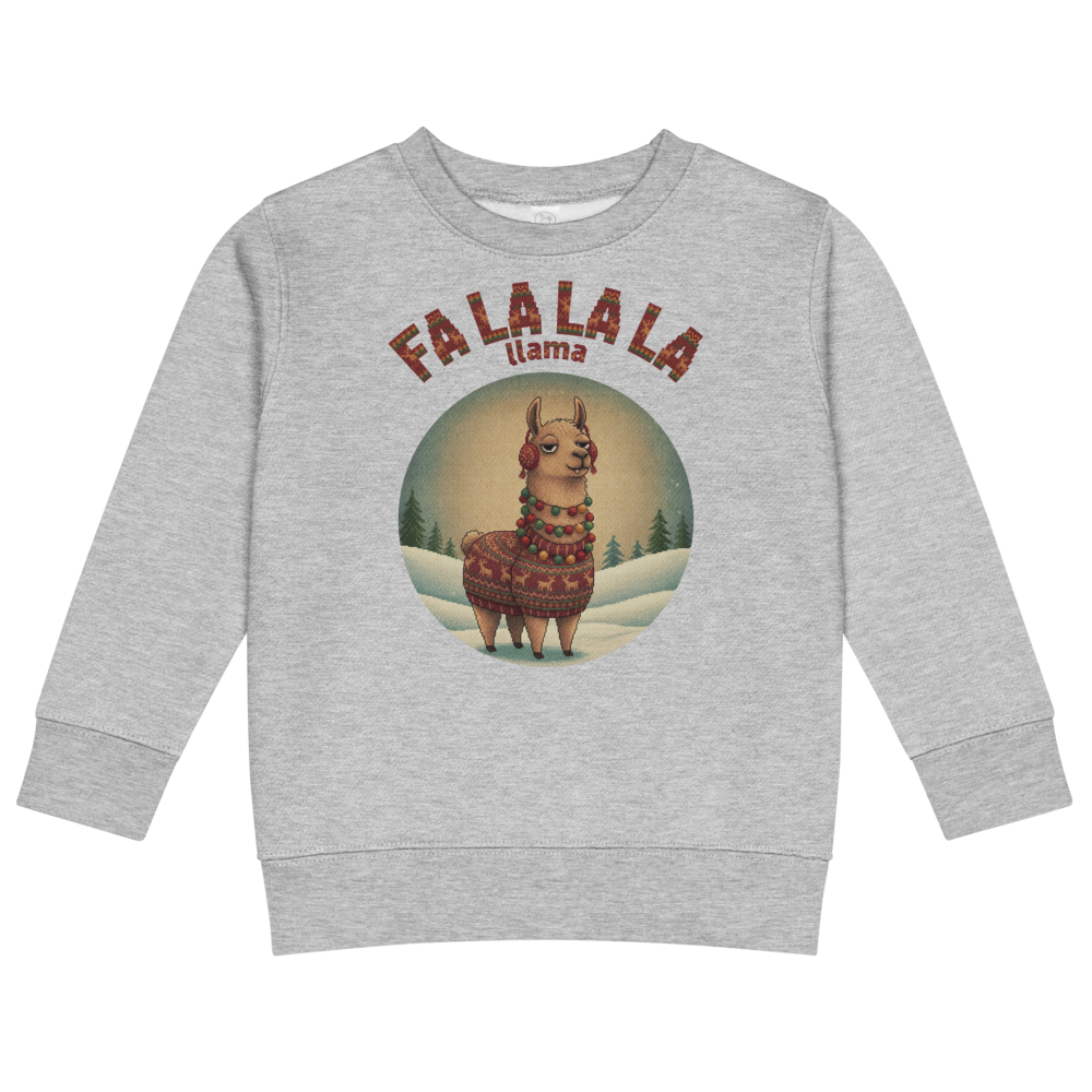 Fa La La La Llama Toddler Ugly Christmas Sweater | Kids Crewneck Sweatshirt, Ages 2 to 7 Heather flat