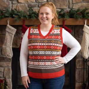 Plus size styling photo, Fair Isle Allover Christmas Sweater Vest for Men and Women