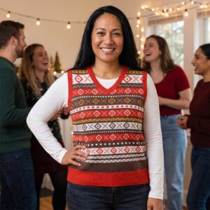Styling photo, Fair Isle Allover Christmas Sweater Vest for Men and Women