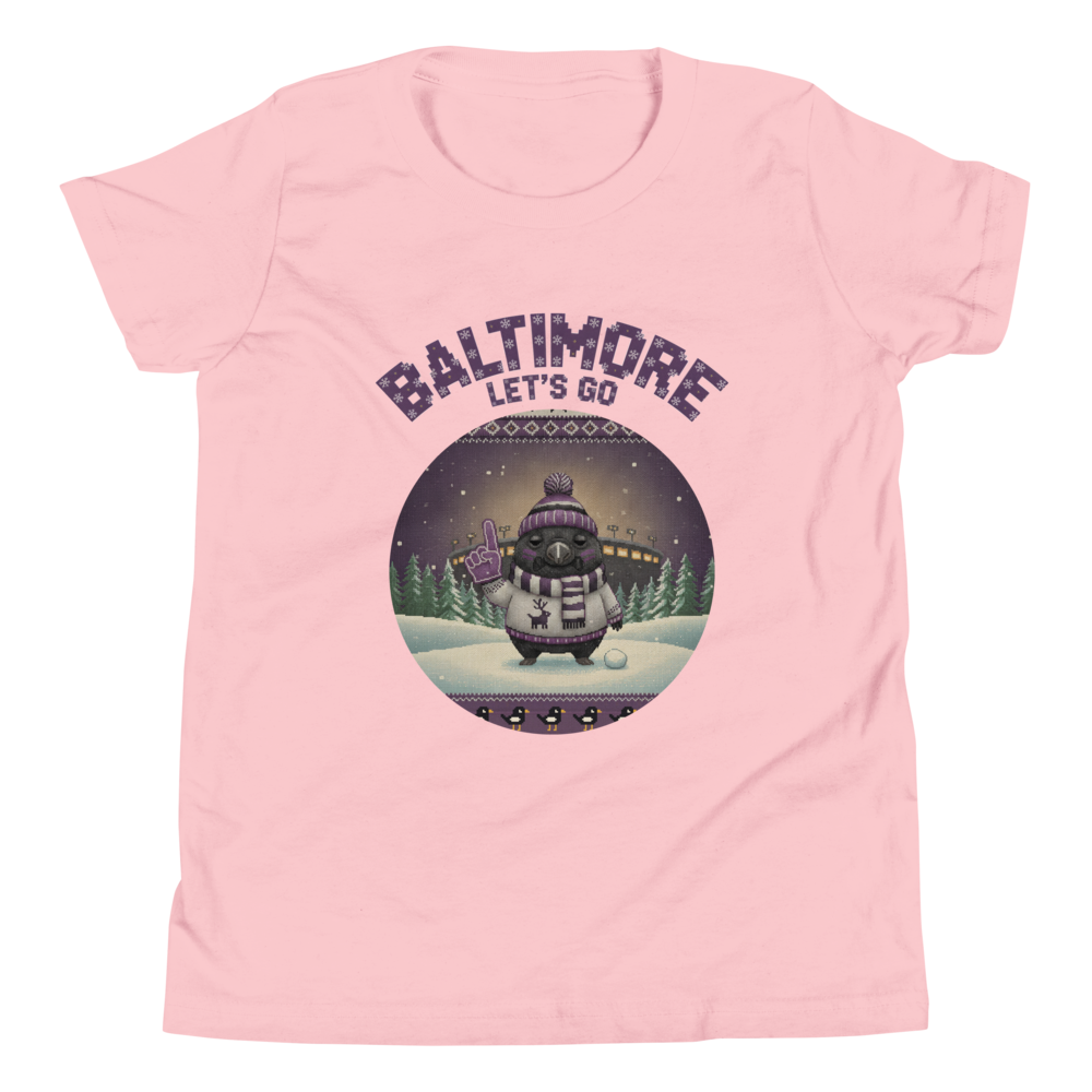Baltimore Fan kids tee, light pink flat