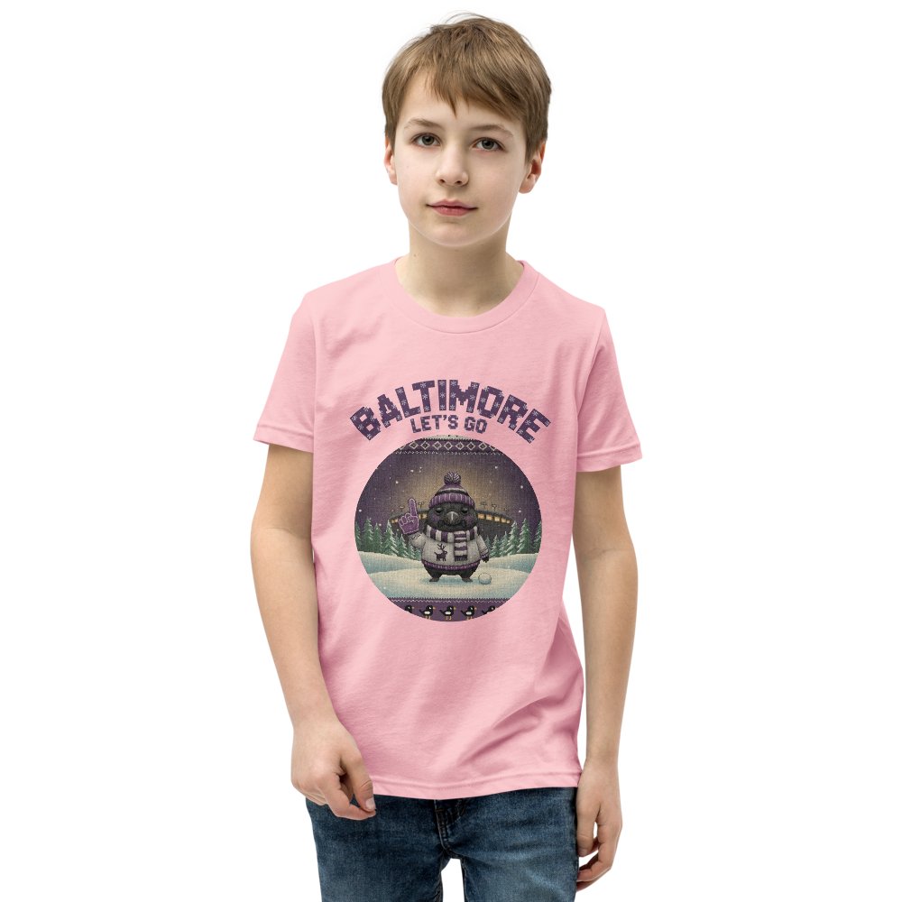 Baltimore Fan kids tee, light pink model