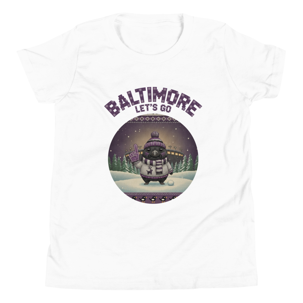 Baltimore Fan kids tee, pure white flat