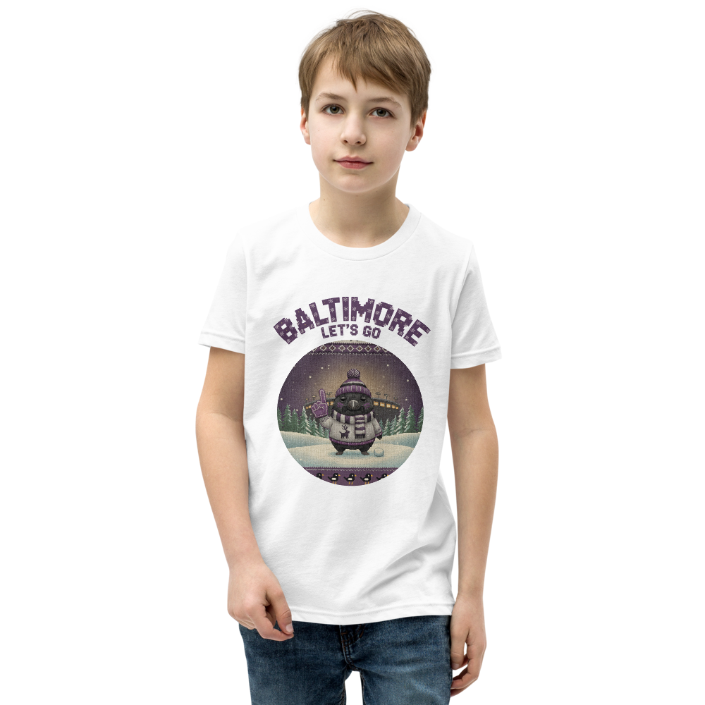 Baltimore Fan kids tee, pure white model