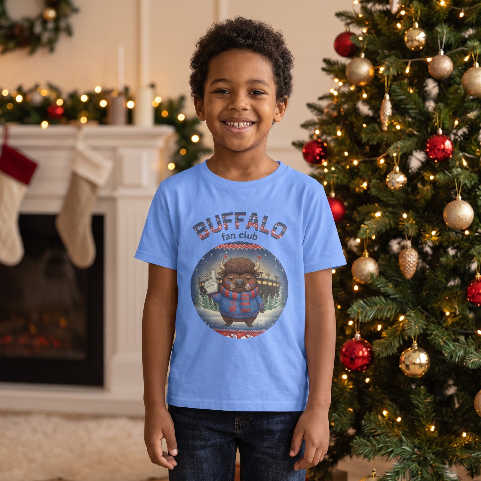Styling photo, Buffalo Fan Kids Ugly Christmas Shirt