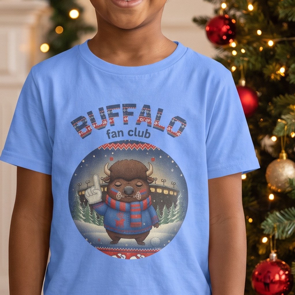 Styling photo, Buffalo Fan Kids Ugly Christmas Shirt