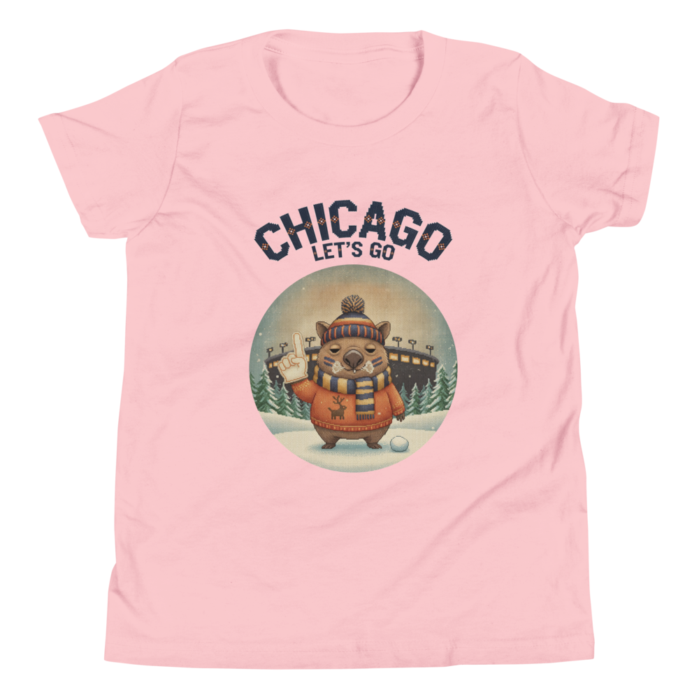 Chicago Fan kids tee, light pink flat