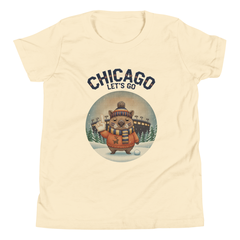 Chicago Fan kids tee, vintage white flat