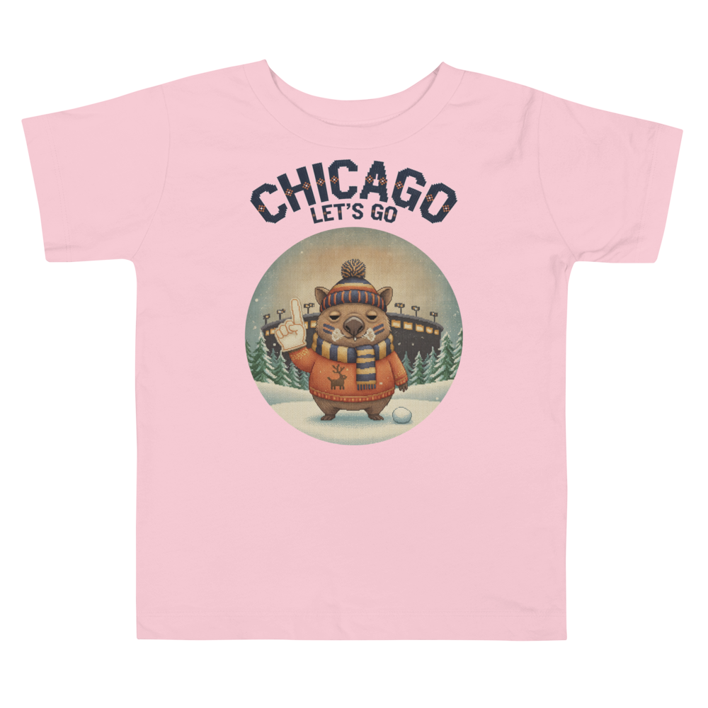Chicago Fan toddler tee, light pink flat