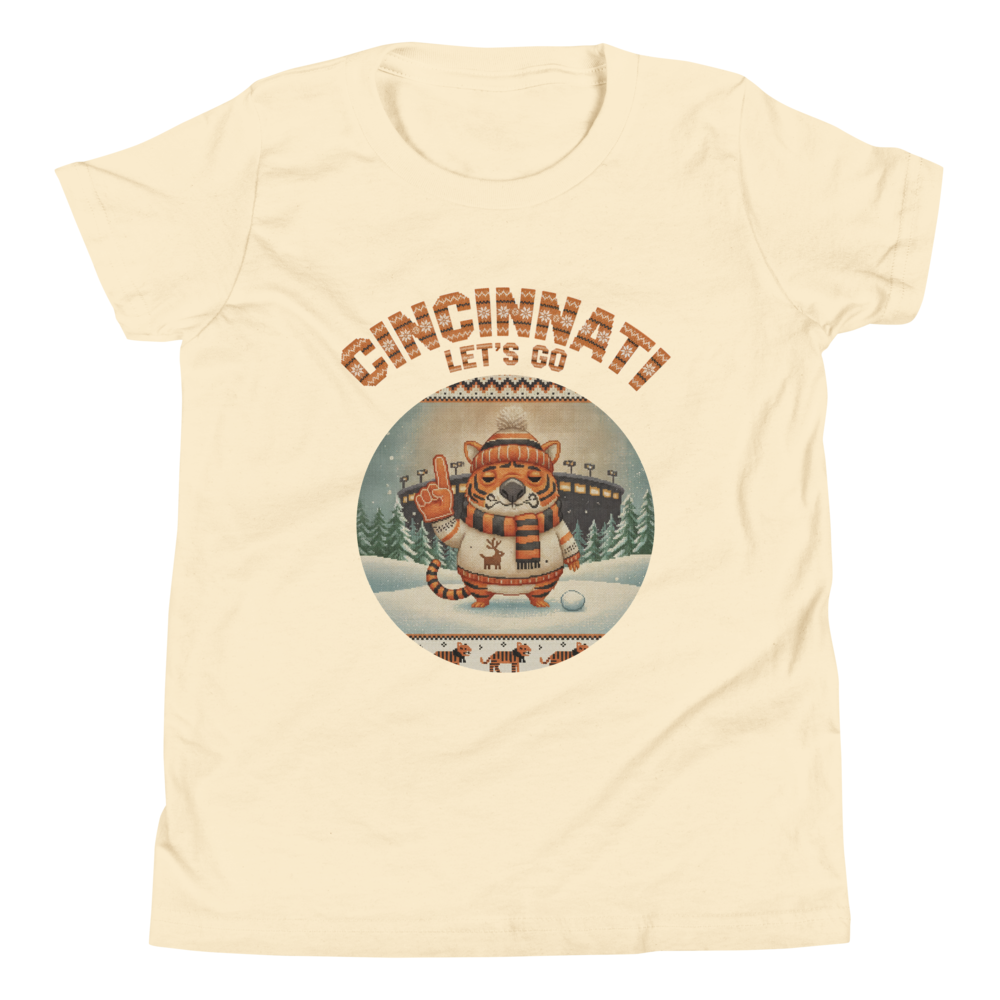 Cincinnati Fan kids tee, vintage white flat