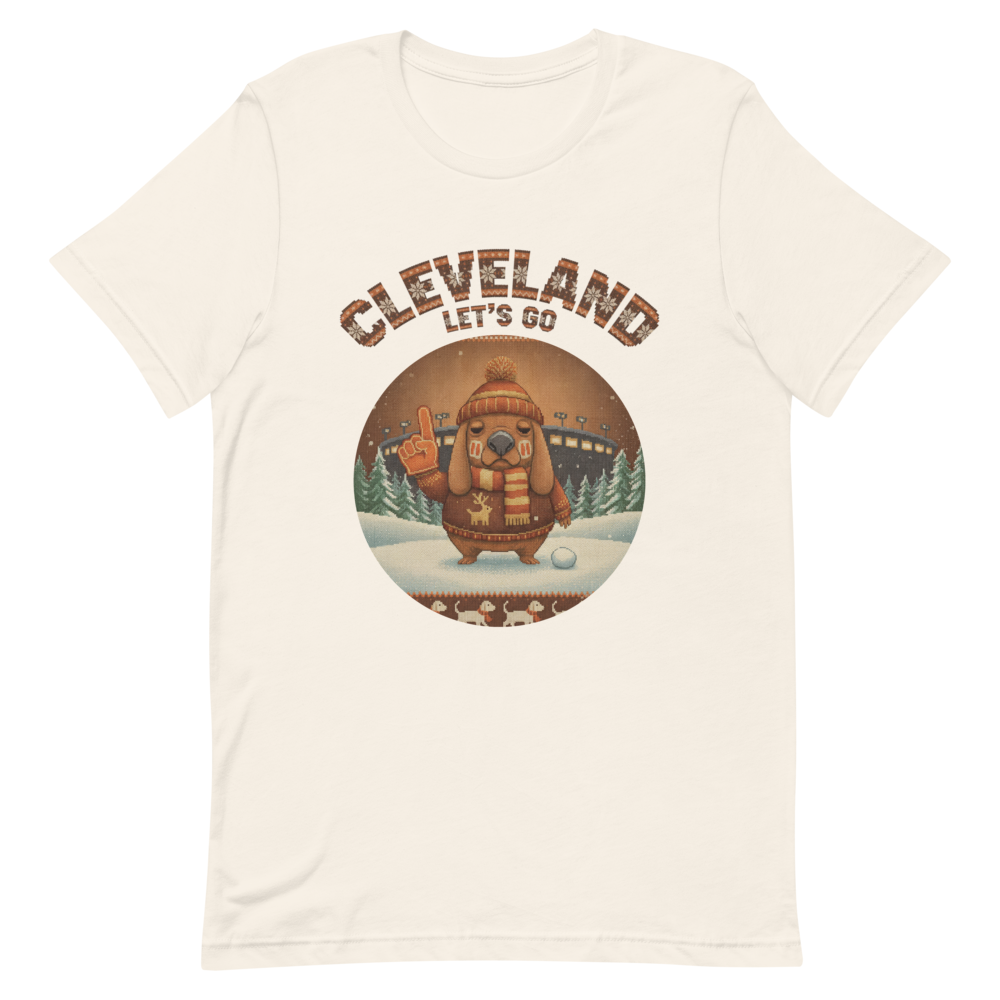 Cleveland Fan tee, vintage white flat