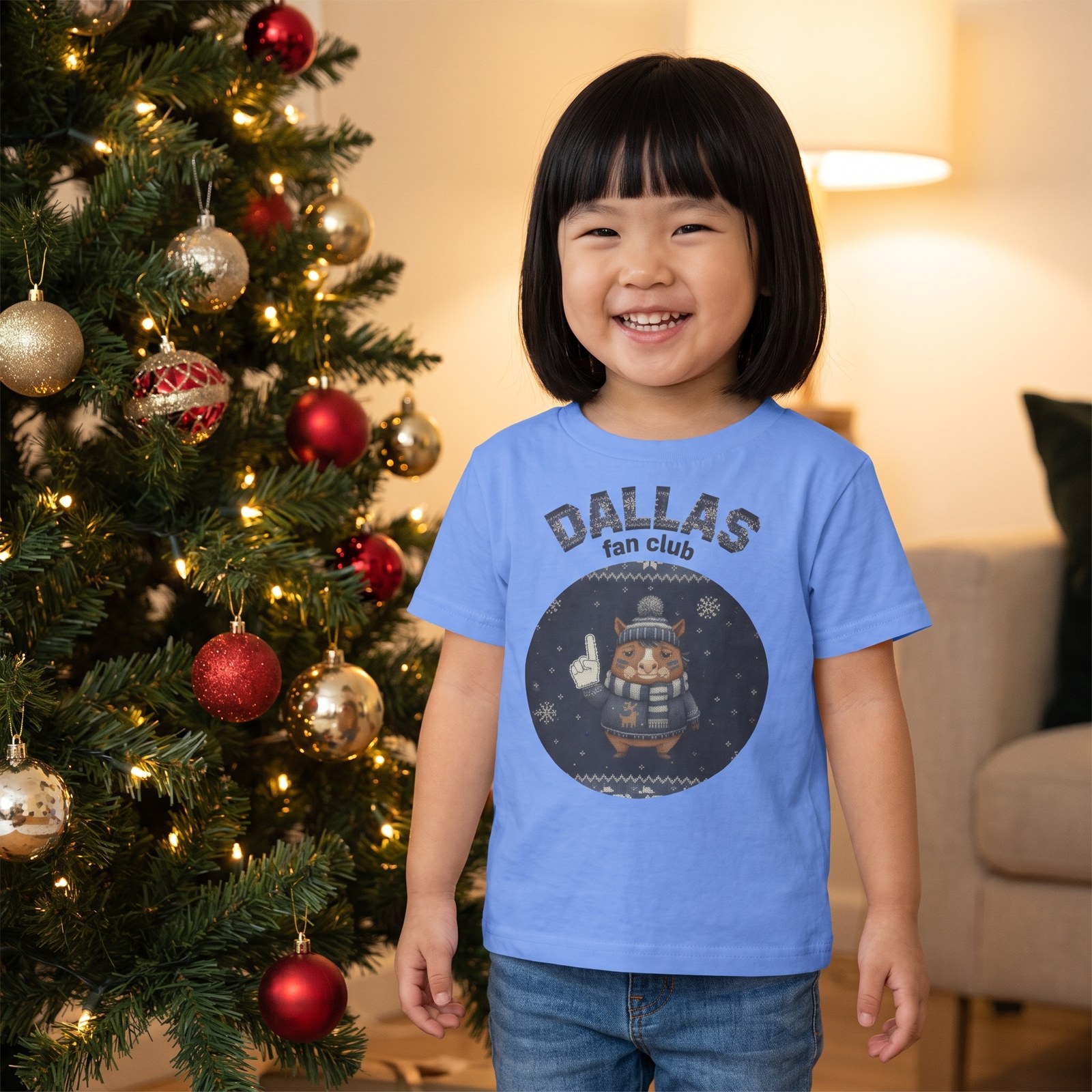 Styling photo, Dallas Fan Toddler Ugly Christmas Shirt