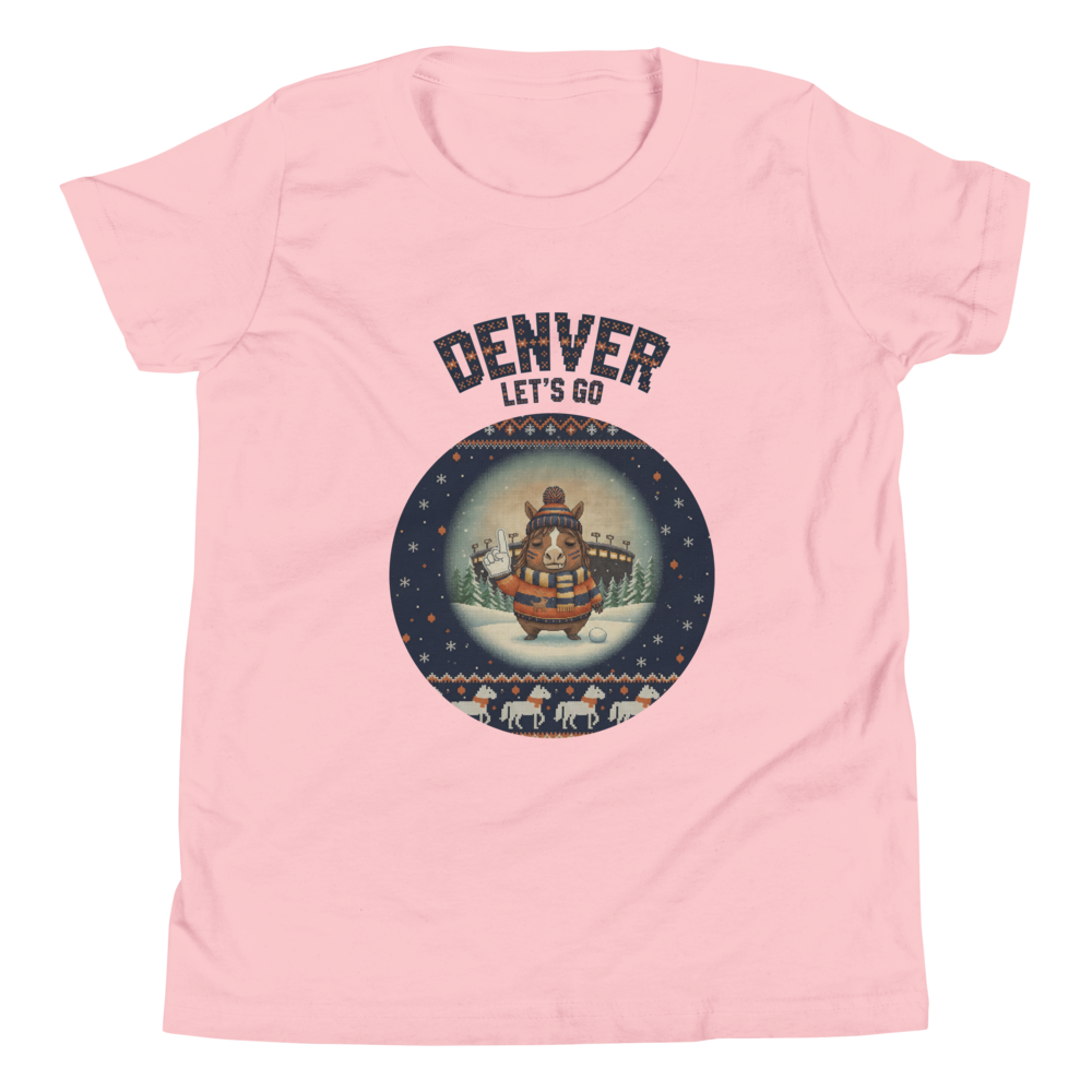 Denver Fan kids tee, light pink flat
