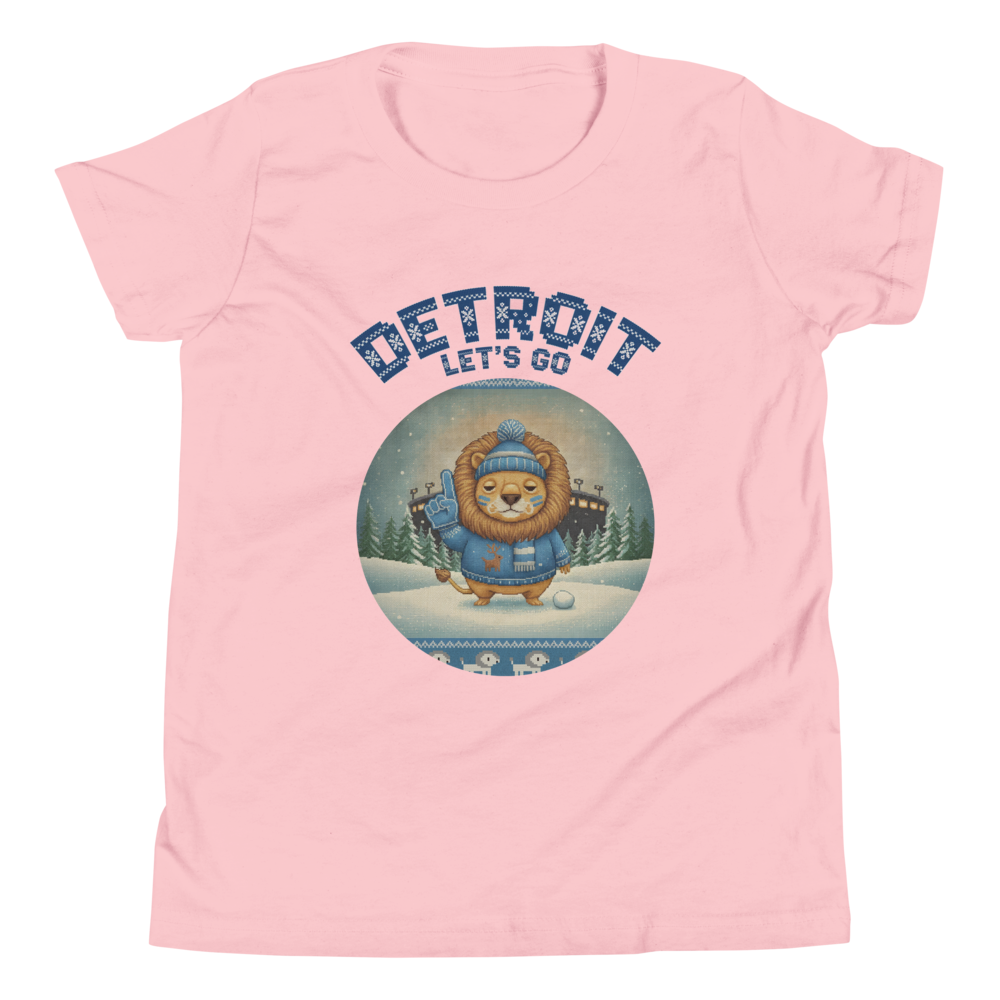 Detroit Fan kids tee, light pink flat