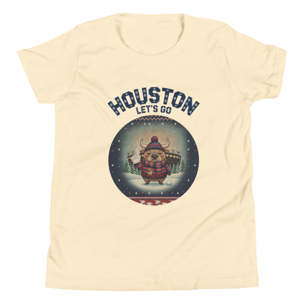 Houston Fan kids tee, vintage white flat