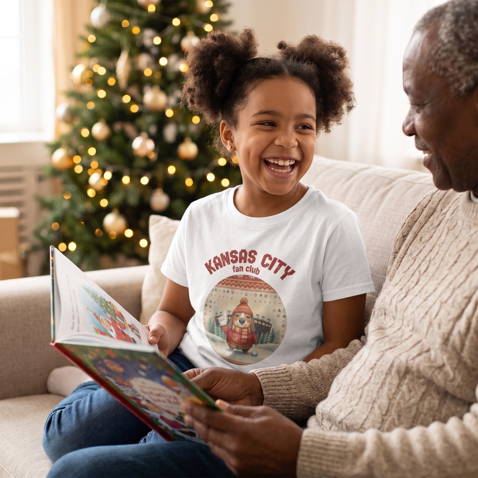 Styling photo, Kansas City Fan Kids Ugly Christmas Shirt