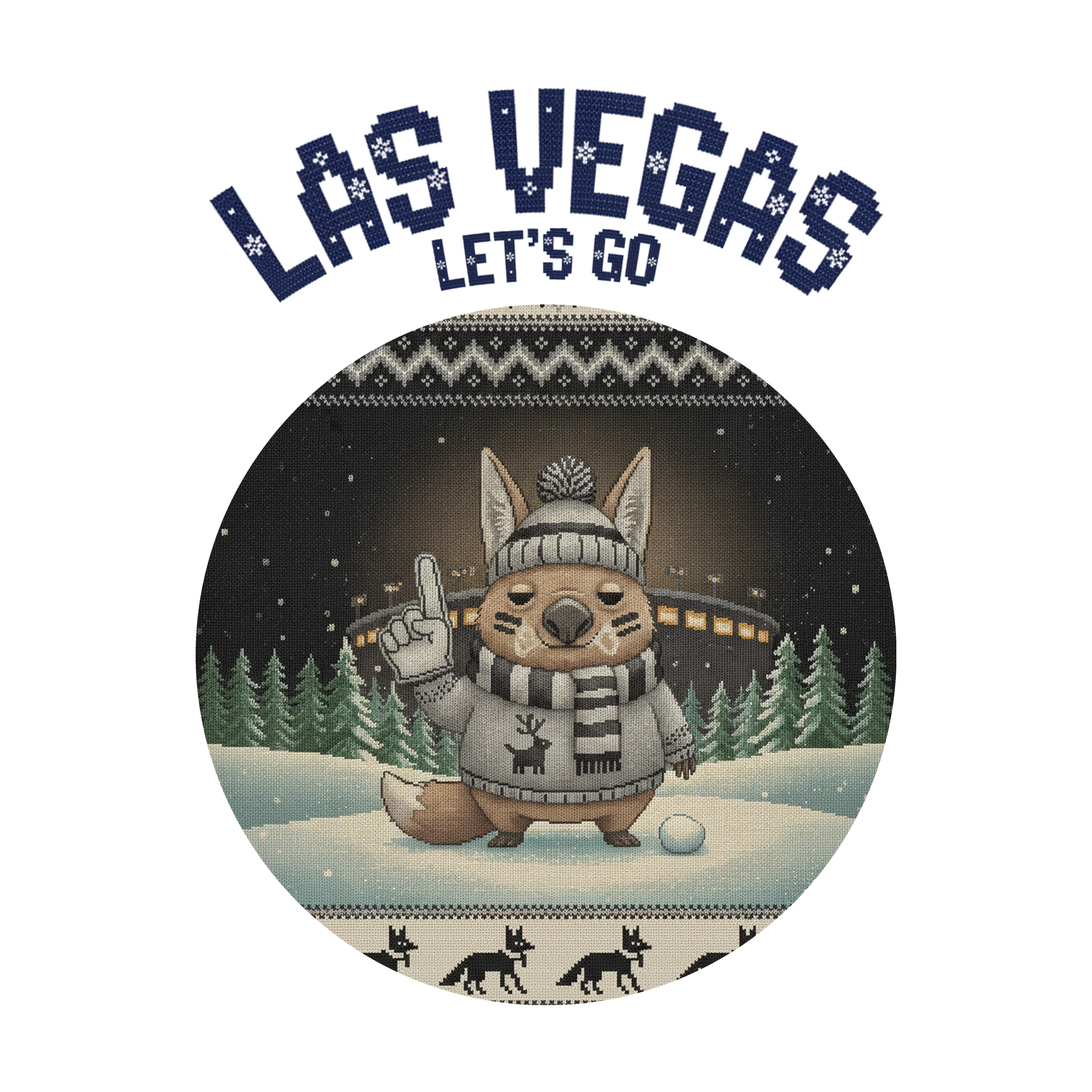 Las Vegas Fan badge, CITY and LET'S GO knitted wordmark