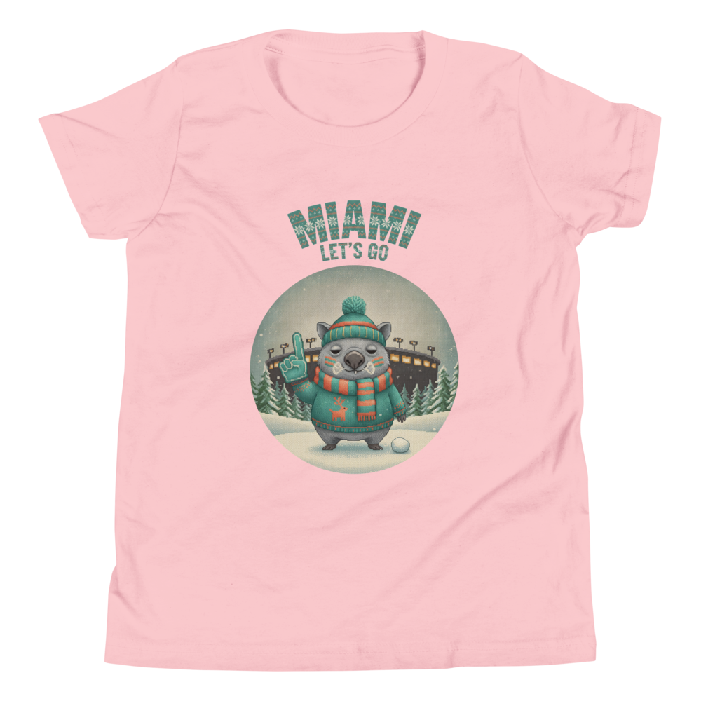 Miami Fan kids tee, light pink flat