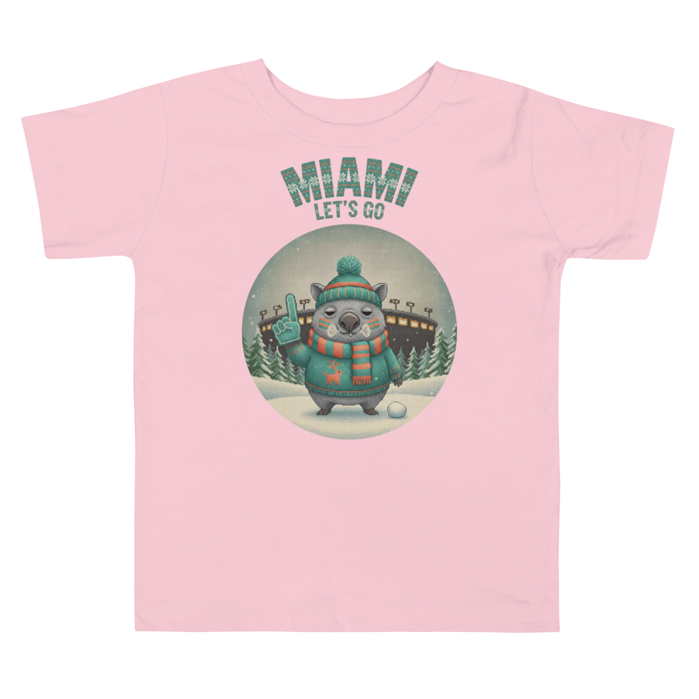 Miami Fan toddler tee, light pink flat