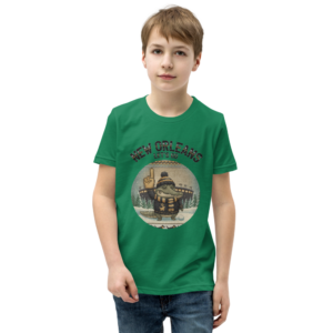 New Orleans Fan kids tee, green model