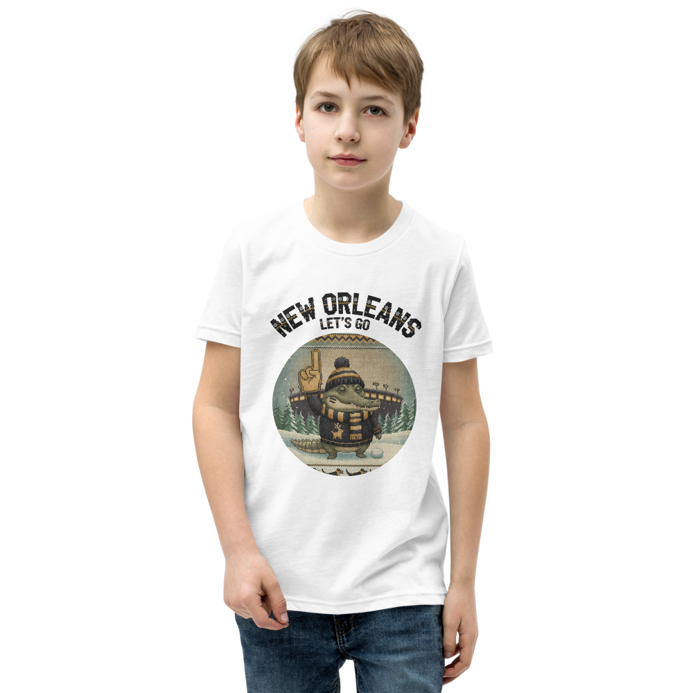 New Orleans Fan kids tee, pure white model