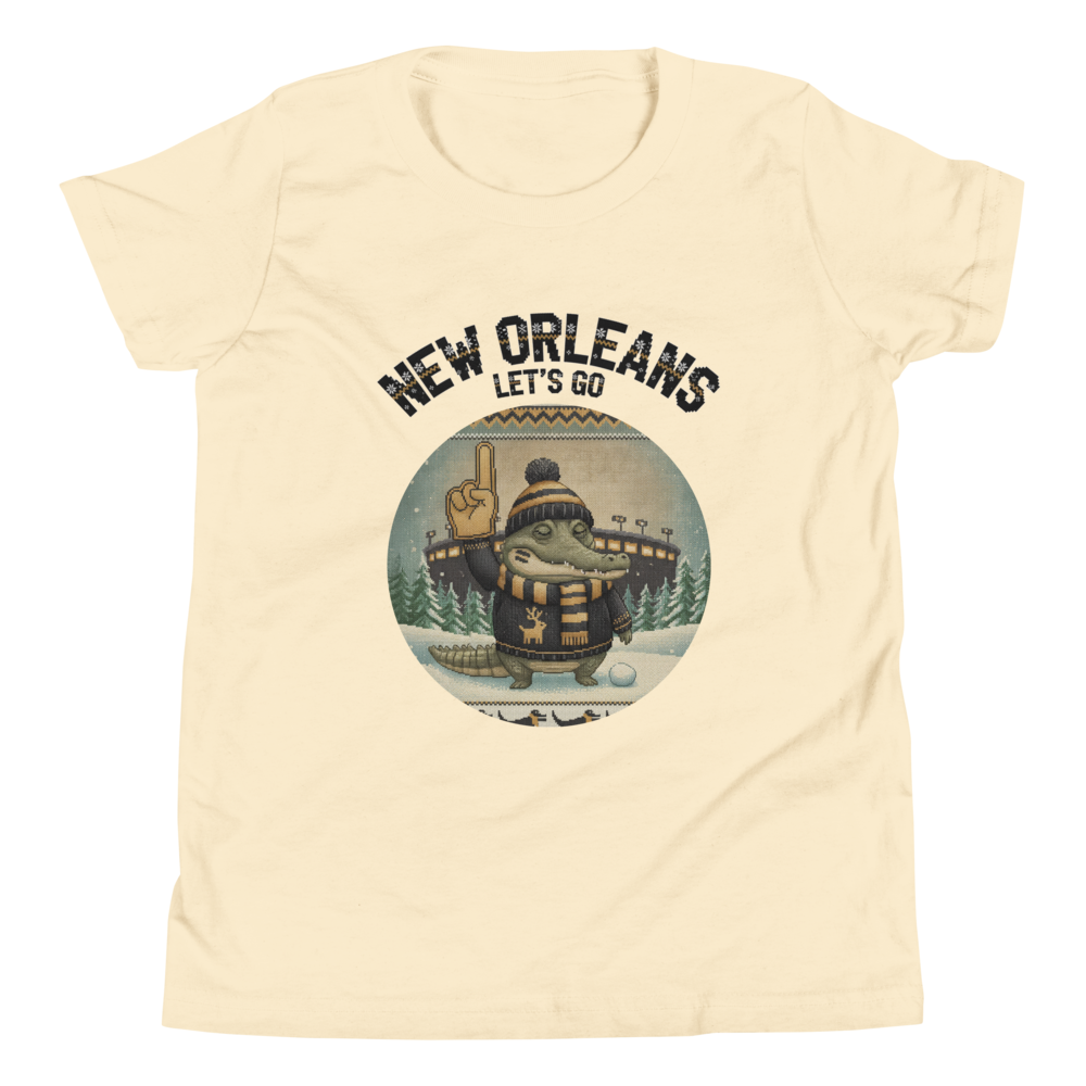 New Orleans Fan kids tee, vintage white flat