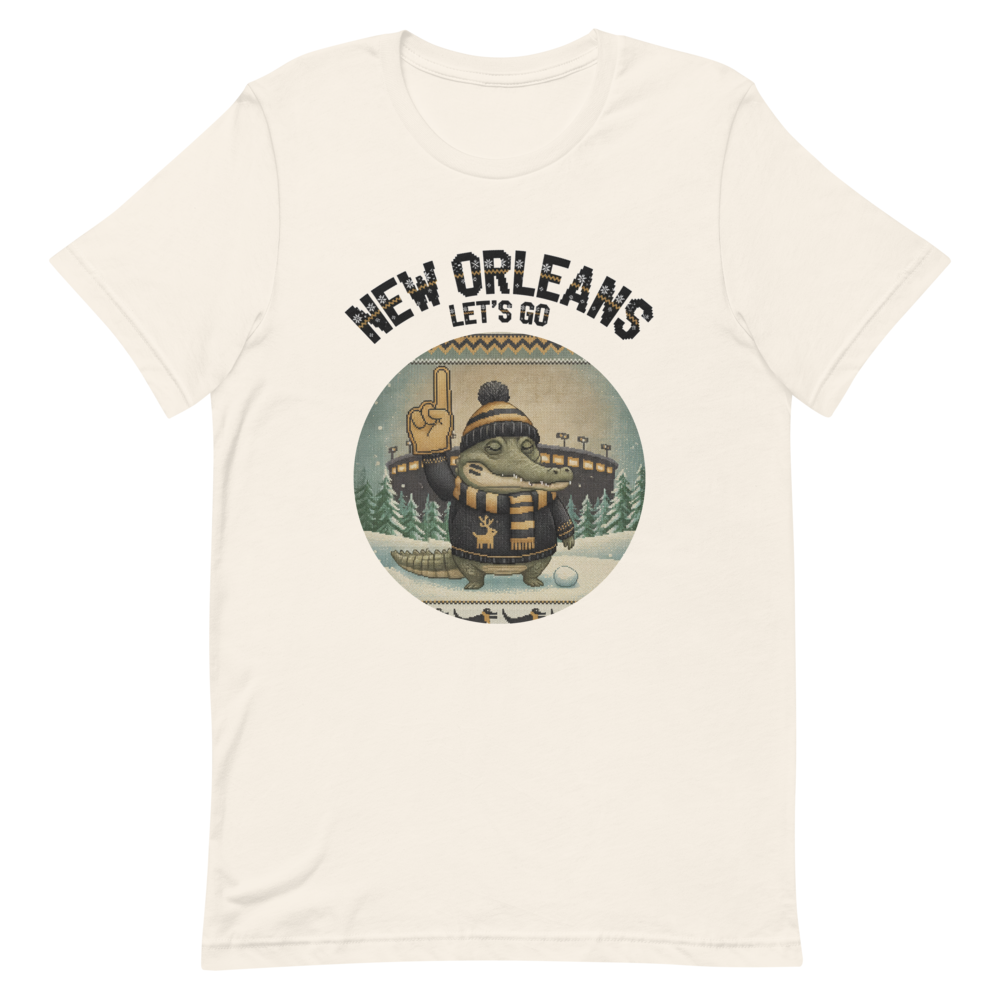 New Orleans Fan tee, vintage white flat