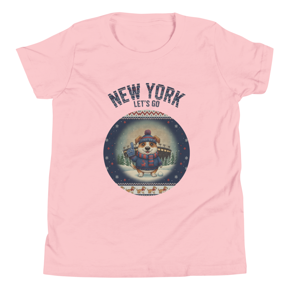 New York Blue Fan kids tee, light pink flat