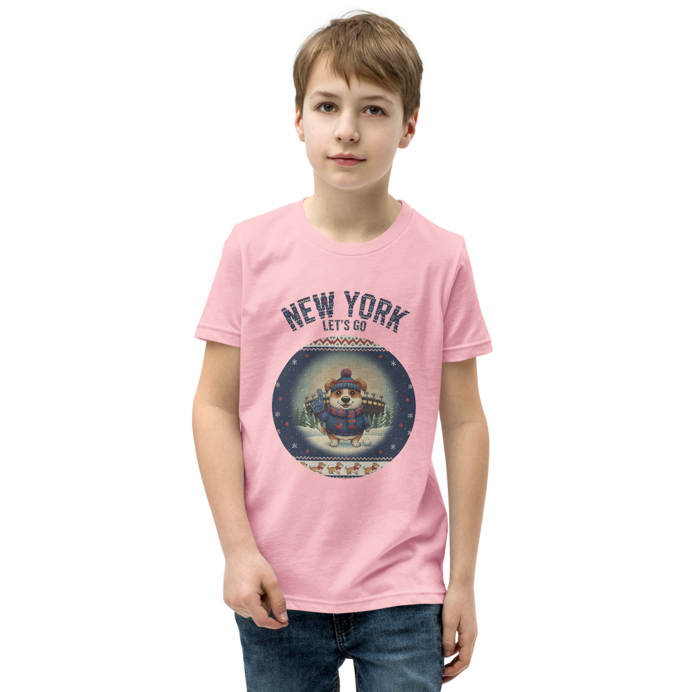 New York Blue Fan kids tee, light pink model