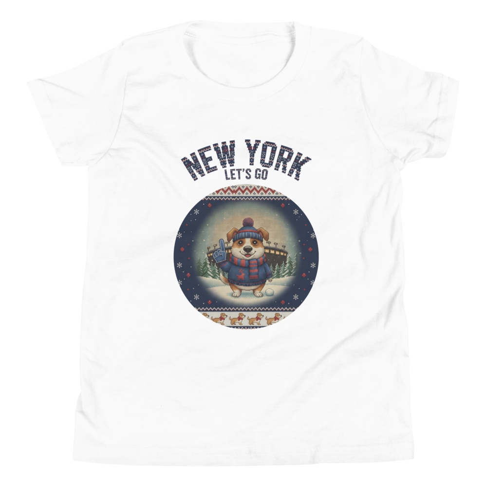 New York Blue Fan kids tee, pure white flat