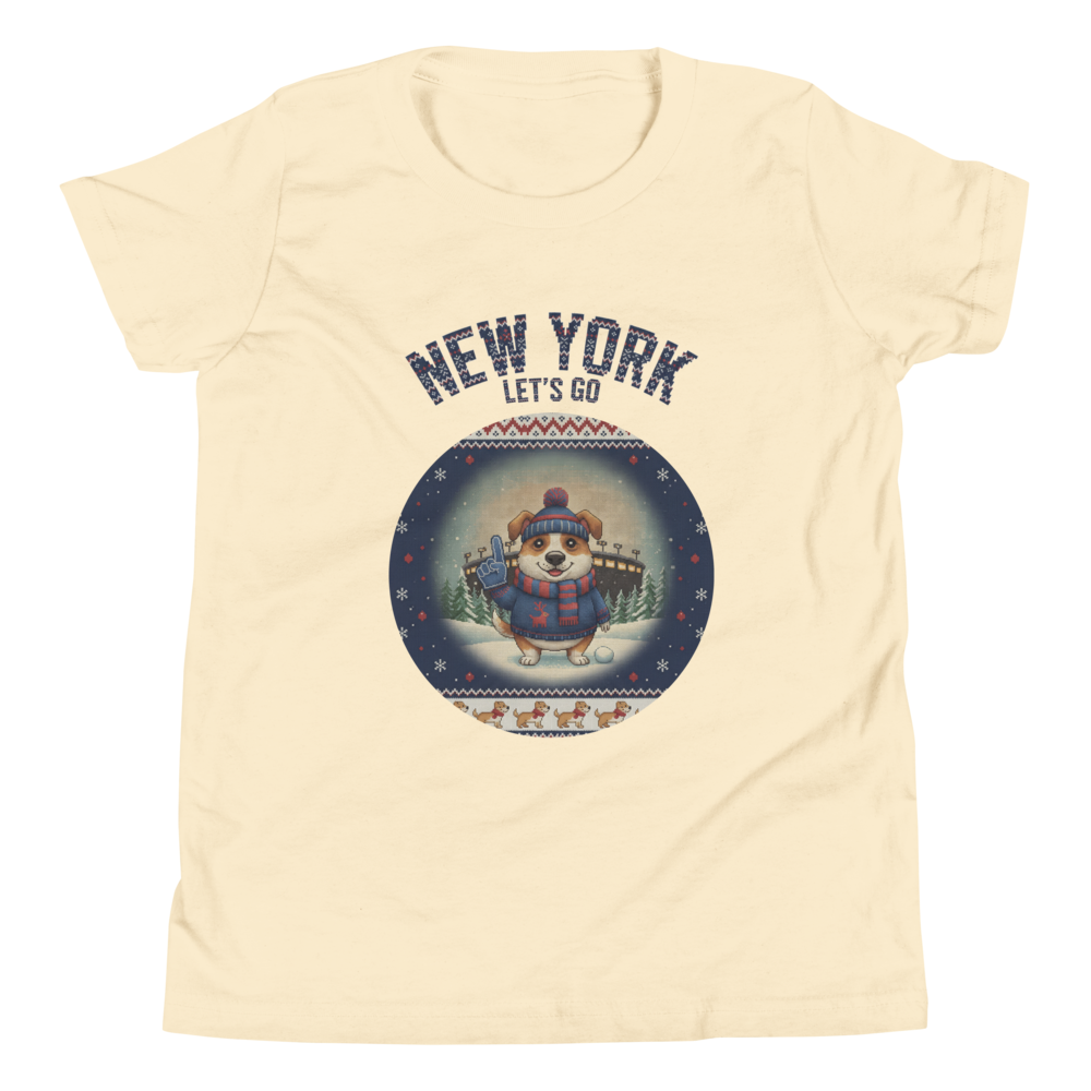 New York Blue Fan kids tee, vintage white flat