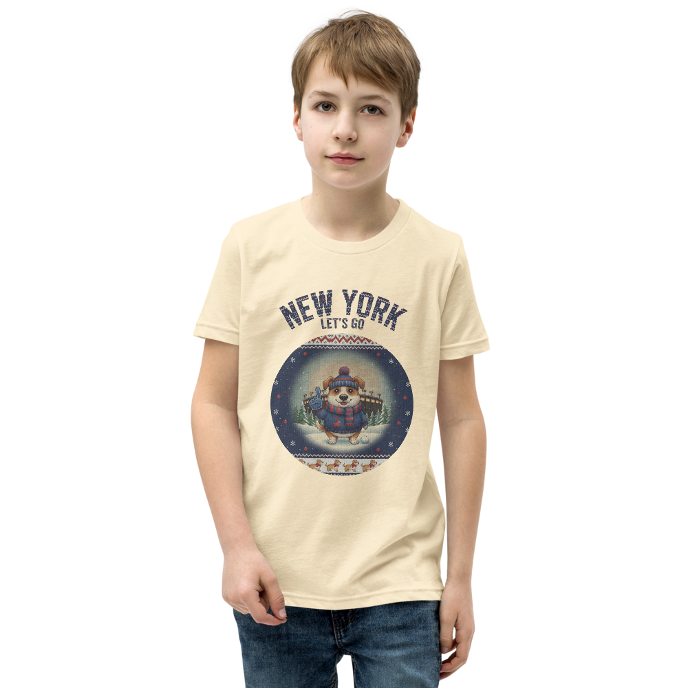 New York Blue Fan kids tee, vintage white model