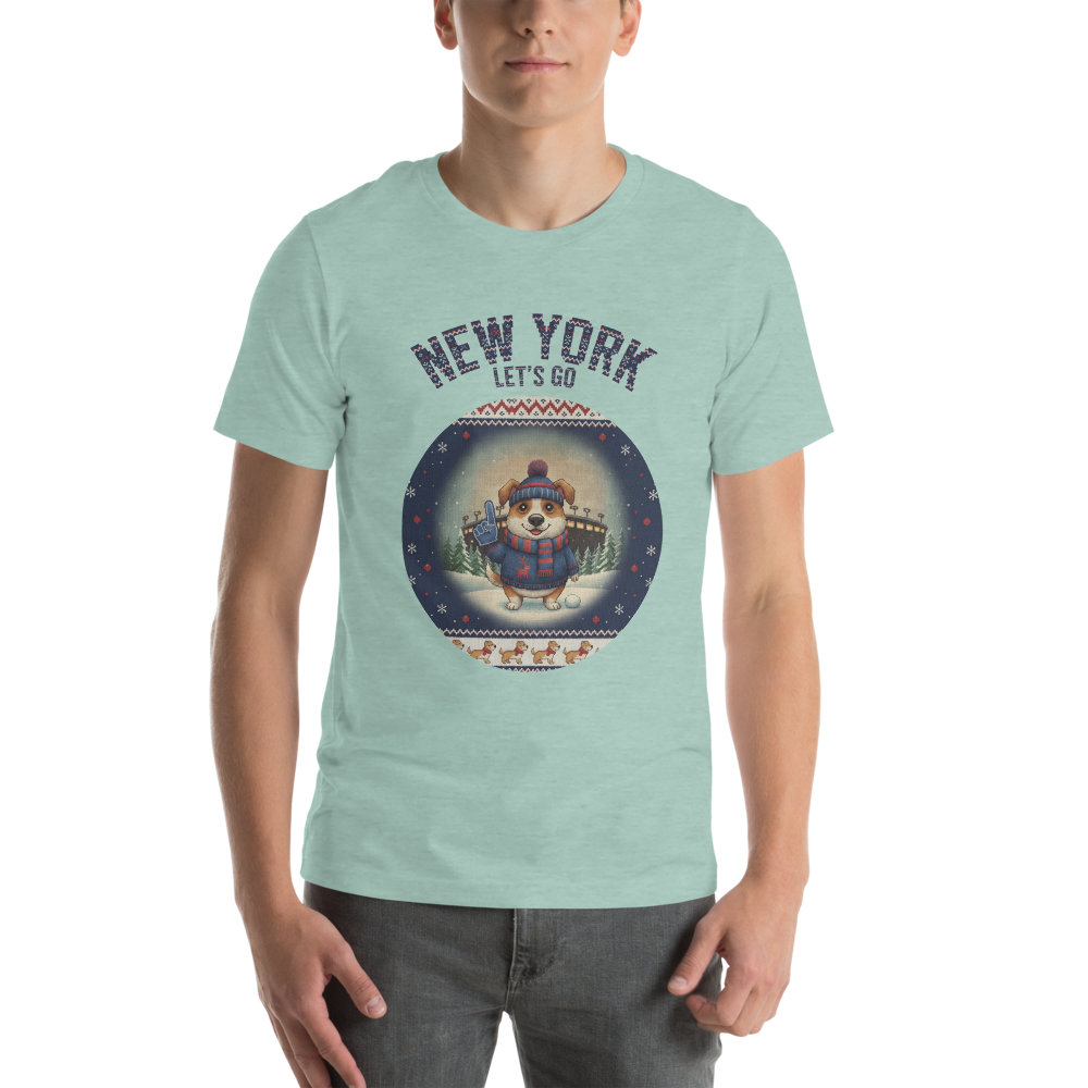 New York Blue Fan tee, green model