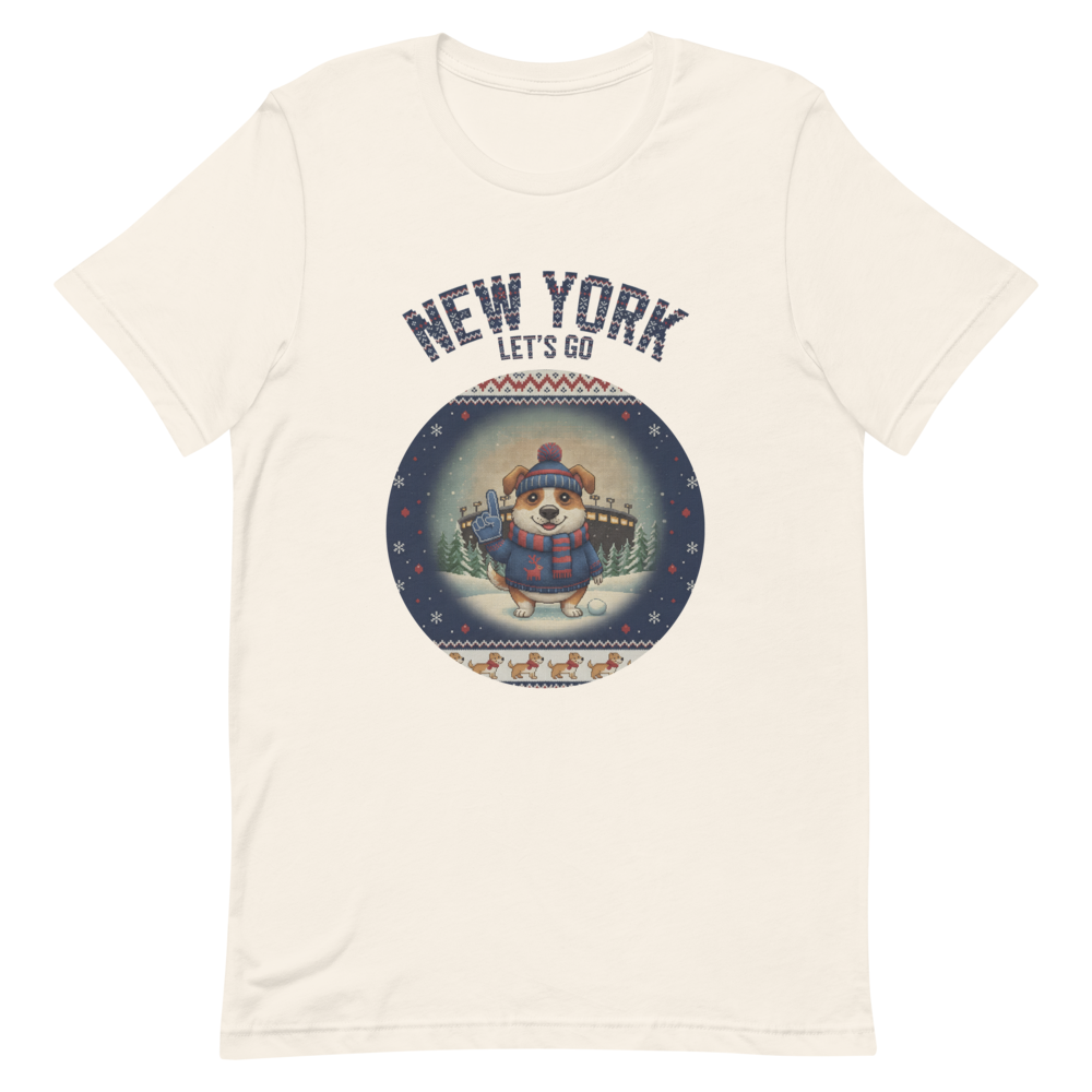 New York Blue Fan tee, vintage white flat