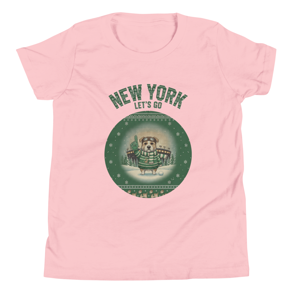 New York Green Fan kids tee, light pink flat
