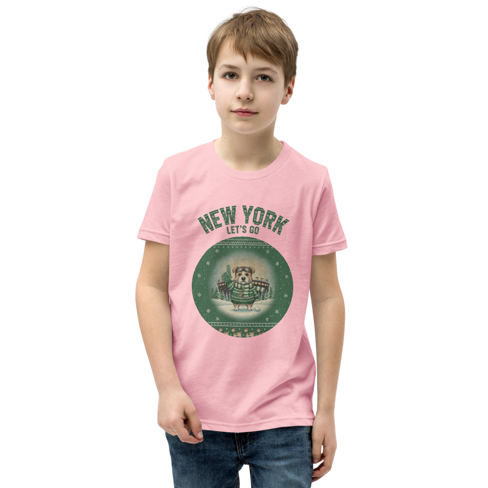 New York Green Fan kids tee, light pink model