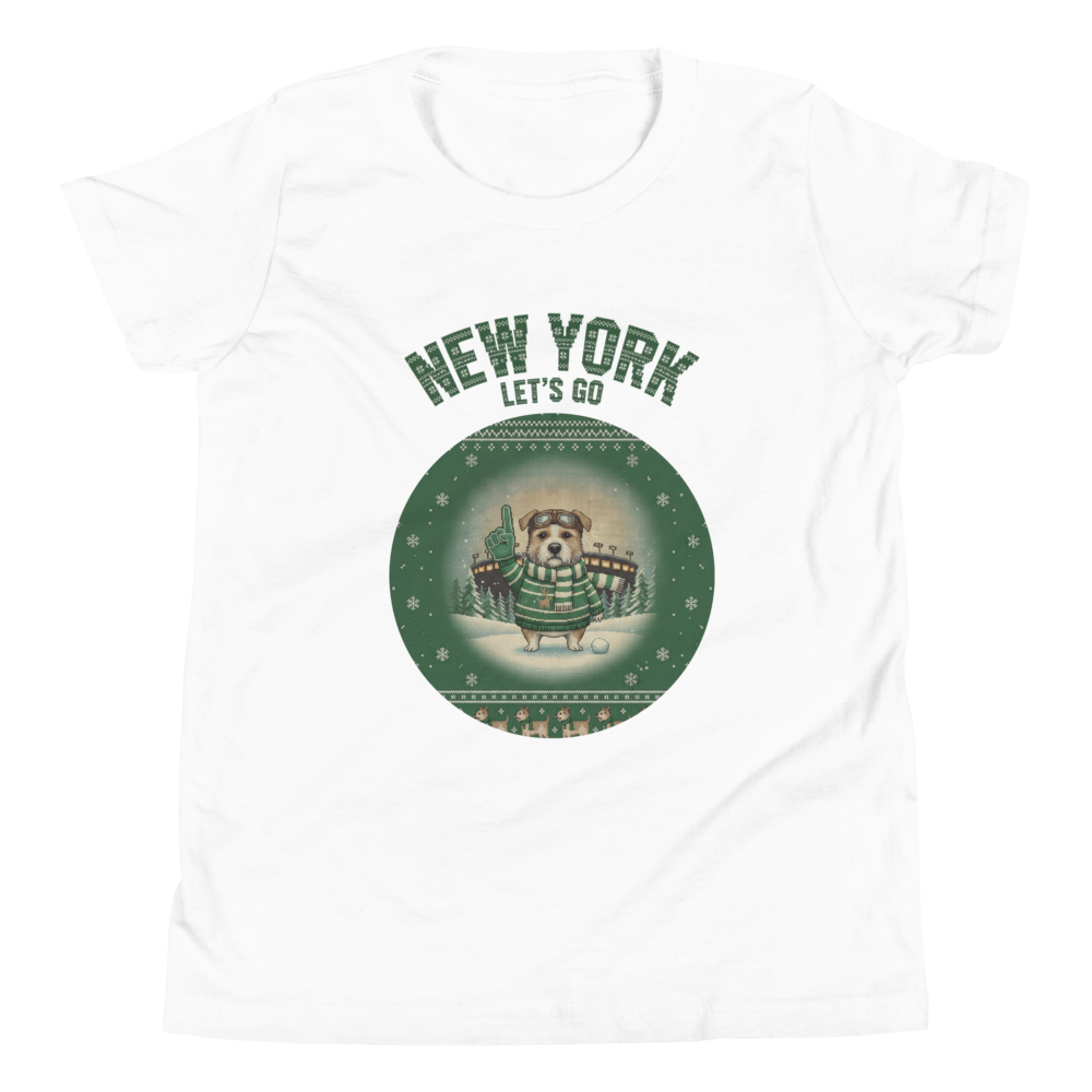 New York Green Fan kids tee, pure white flat