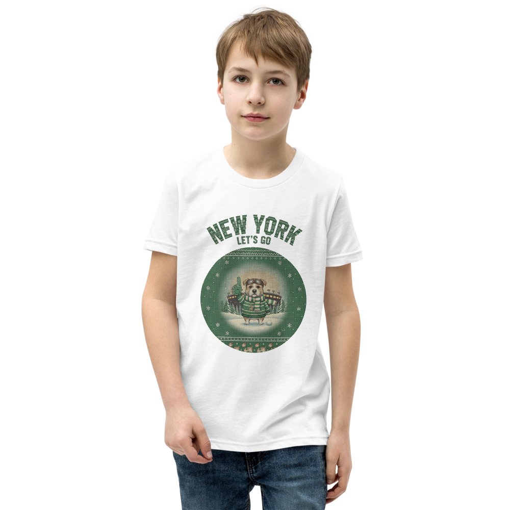 New York Green Fan kids tee, pure white model