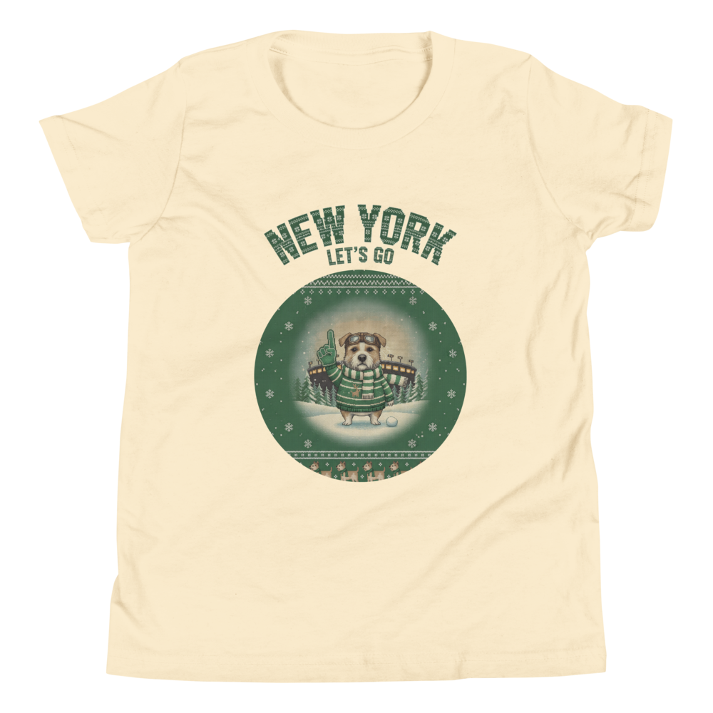 New York Green Fan kids tee, vintage white flat