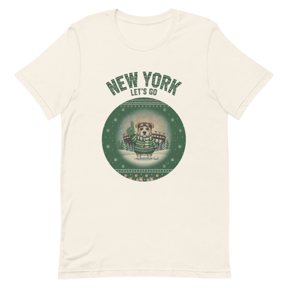 New York Green Fan tee, vintage white flat