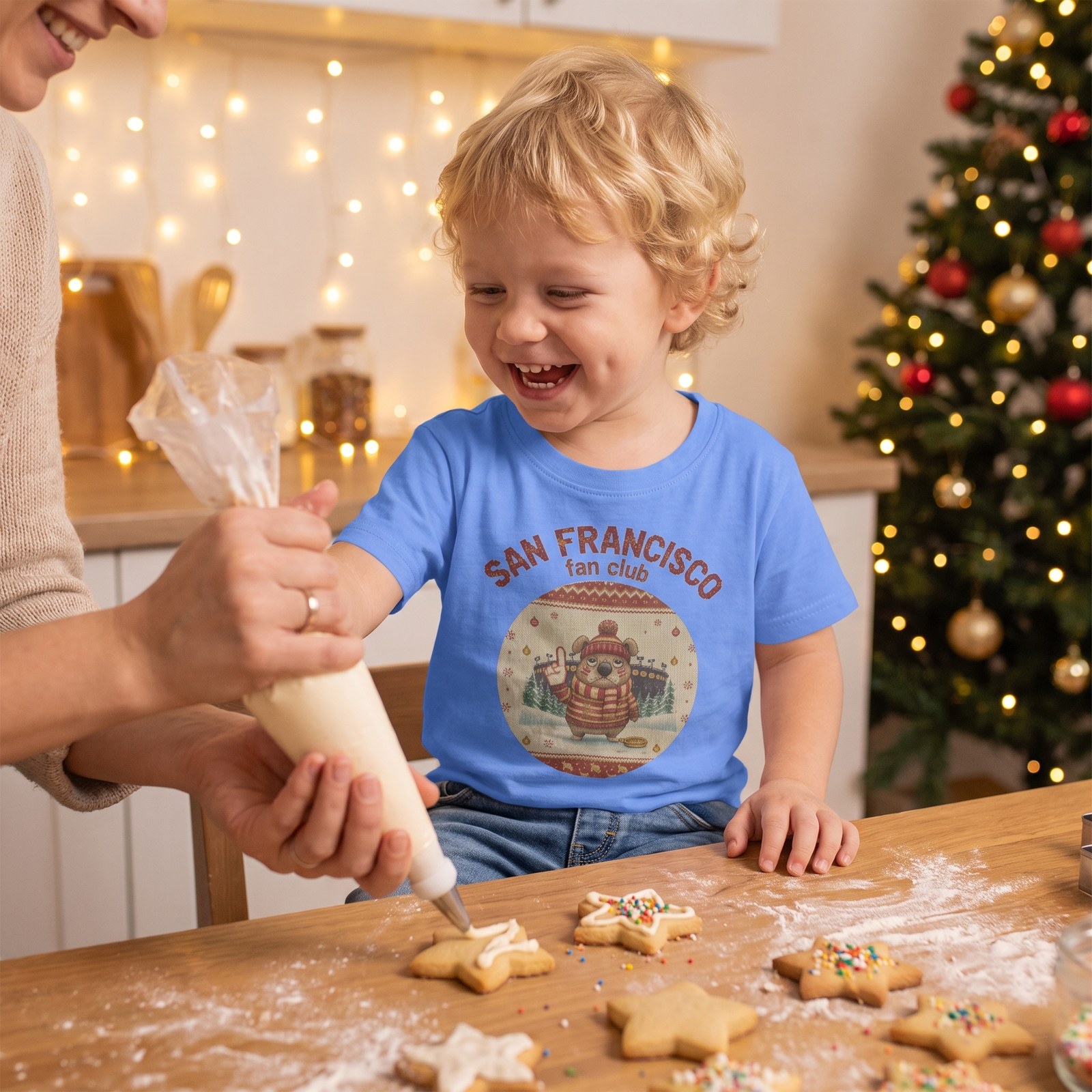 Styling photo, San Francisco Fan Toddler Ugly Christmas Shirt
