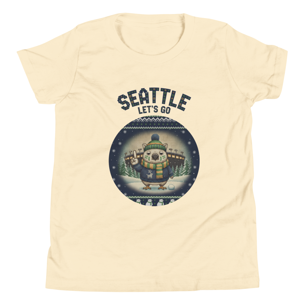 Seattle Fan kids tee, vintage white flat
