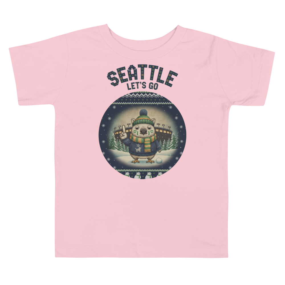 Seattle Fan toddler tee, light pink flat